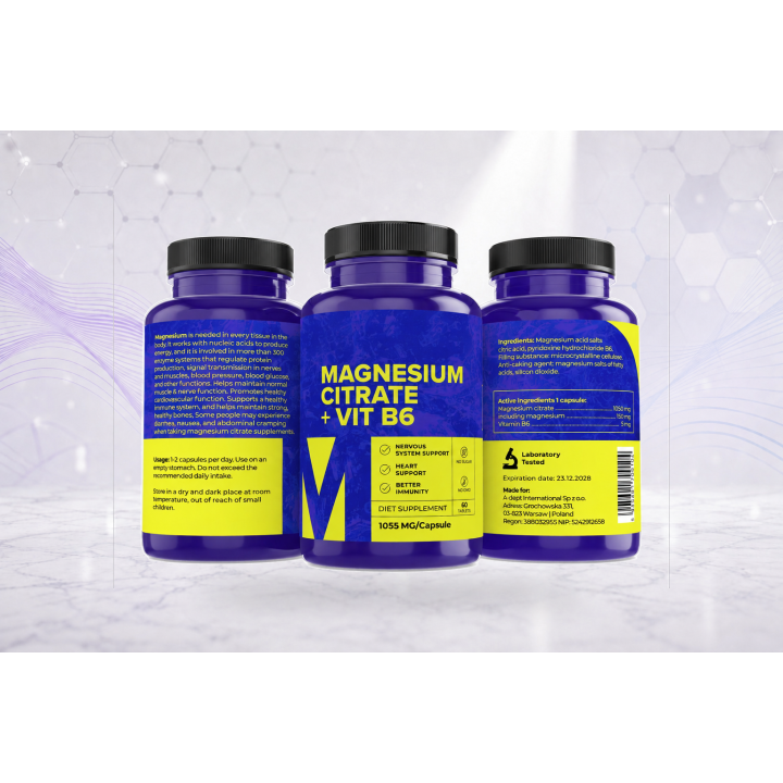 Magnesium Citrate + Vitamin B6 1055 mg, 60 tabs | Vyralon