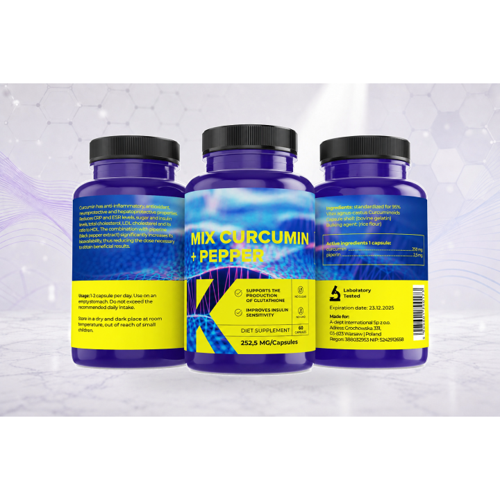 Curcumin + Piperine 252.5 mg, 60 caps | Vyralon