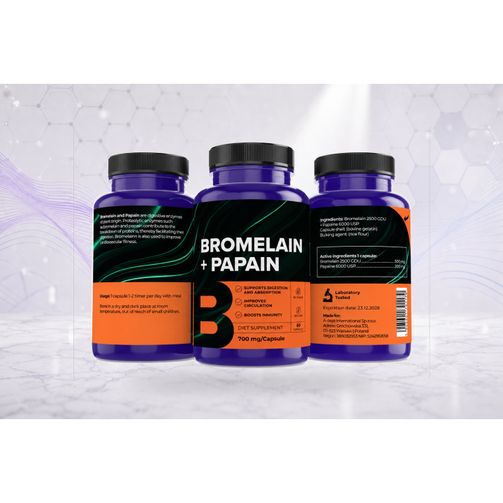 Bromelain + Papain 700 mg, 60 caps | Vyralon