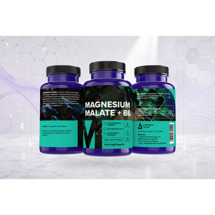 Magnesium Malate + Vitamin B6 845 mg, 60 caps | Vyralon
