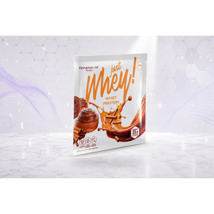 Just Whey! whey protein powder WPC, sachet 35g – CINNAMON ROLLS | Vyralon