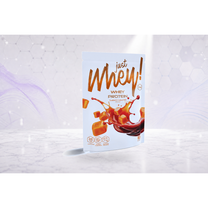 Just Whey! whey protein powder WPC, 1 kg – SALTED CARAMEL | Vyralon