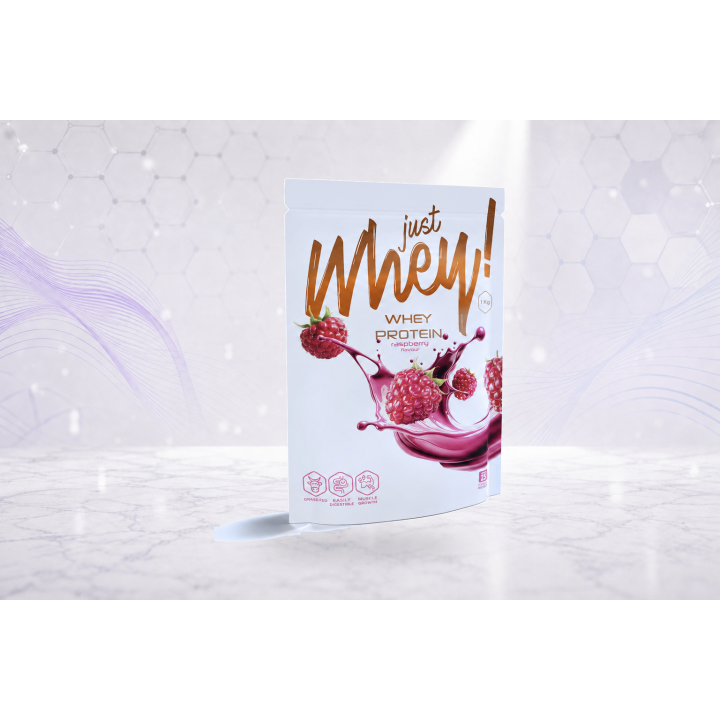 Just Whey! whey protein powder WPC, 1 kg – RASPBERRY | Vyralon
