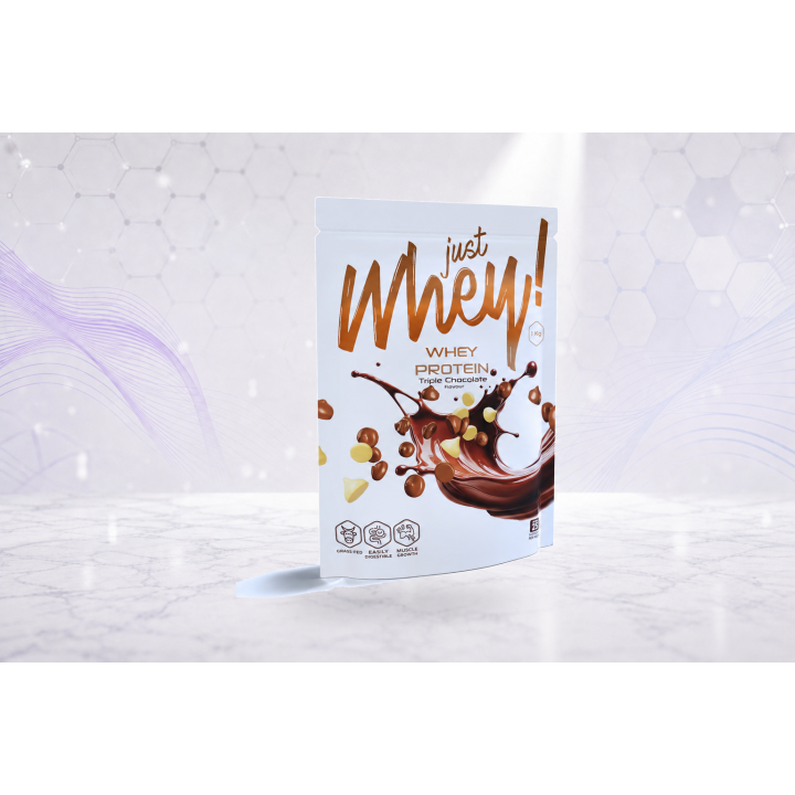 Just Whey! whey protein powder WPC, 1 kg – TRIPLE CHOCOLATE | Vyralon