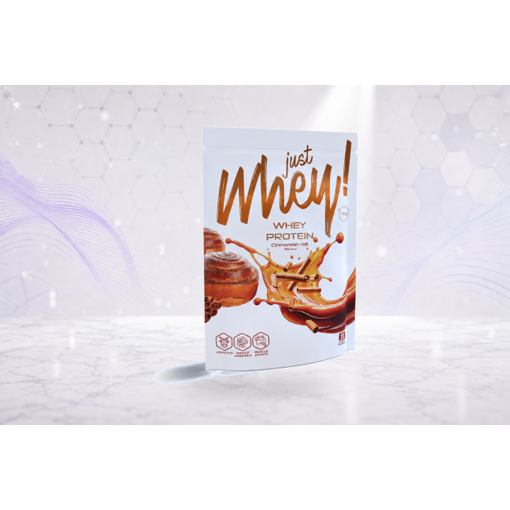 Just Whey! whey protein powder WPC, 1 kg – CINNAMON ROLLS | Vyralon