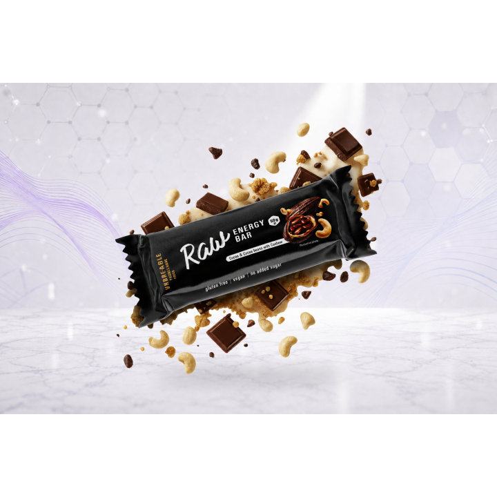 RAW Energy Bar, UNBREAKABLE, cocoa and cashew, 50g | Vyralon