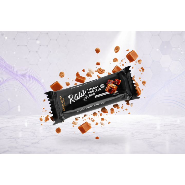 RAW Energy 20% Protein Bar, UNBREAKABLE, salty caramel, 50g | Vyralon