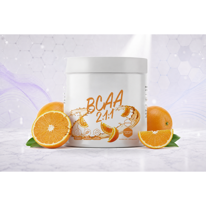 BCAA 2:1:1, branched-chain amino acid complex powder 500g – ORANGE | Vyralon