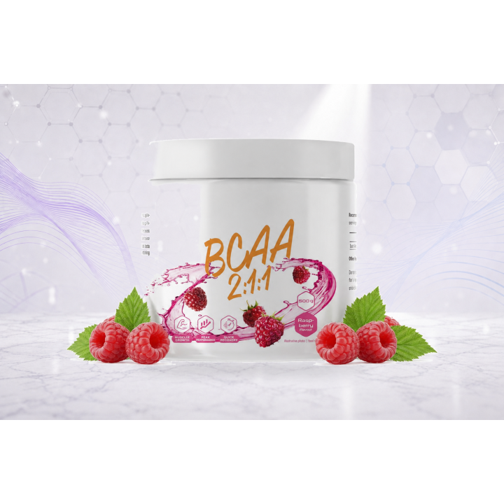 BCAA 2:1:1, branched-chain amino acid complex powder 500g – RASPBERRY | Vyralon